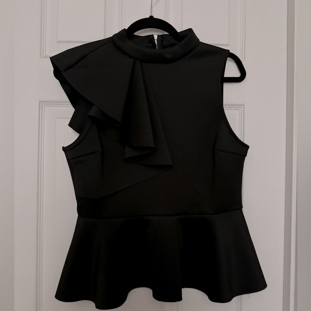 Black Peplum Top with Back Zipper LuLu’s Size Large